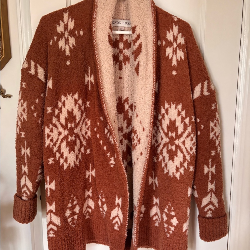 Knox Rose Women's Terracotta and Cream Cardigan